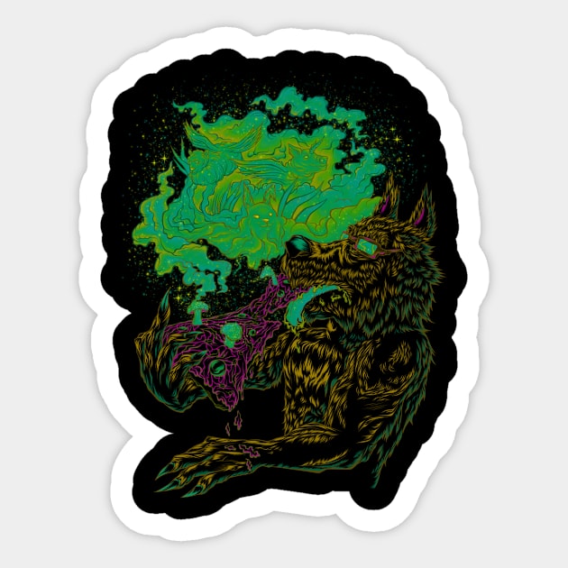 Trippy Wolf V2 Sticker by bobygates